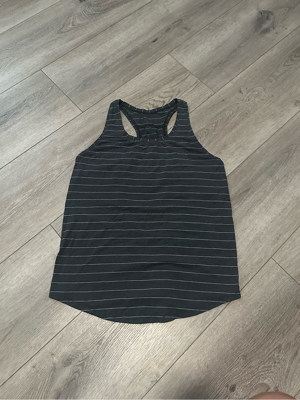 Lululemon Black Tank Top with Thin White Stripes